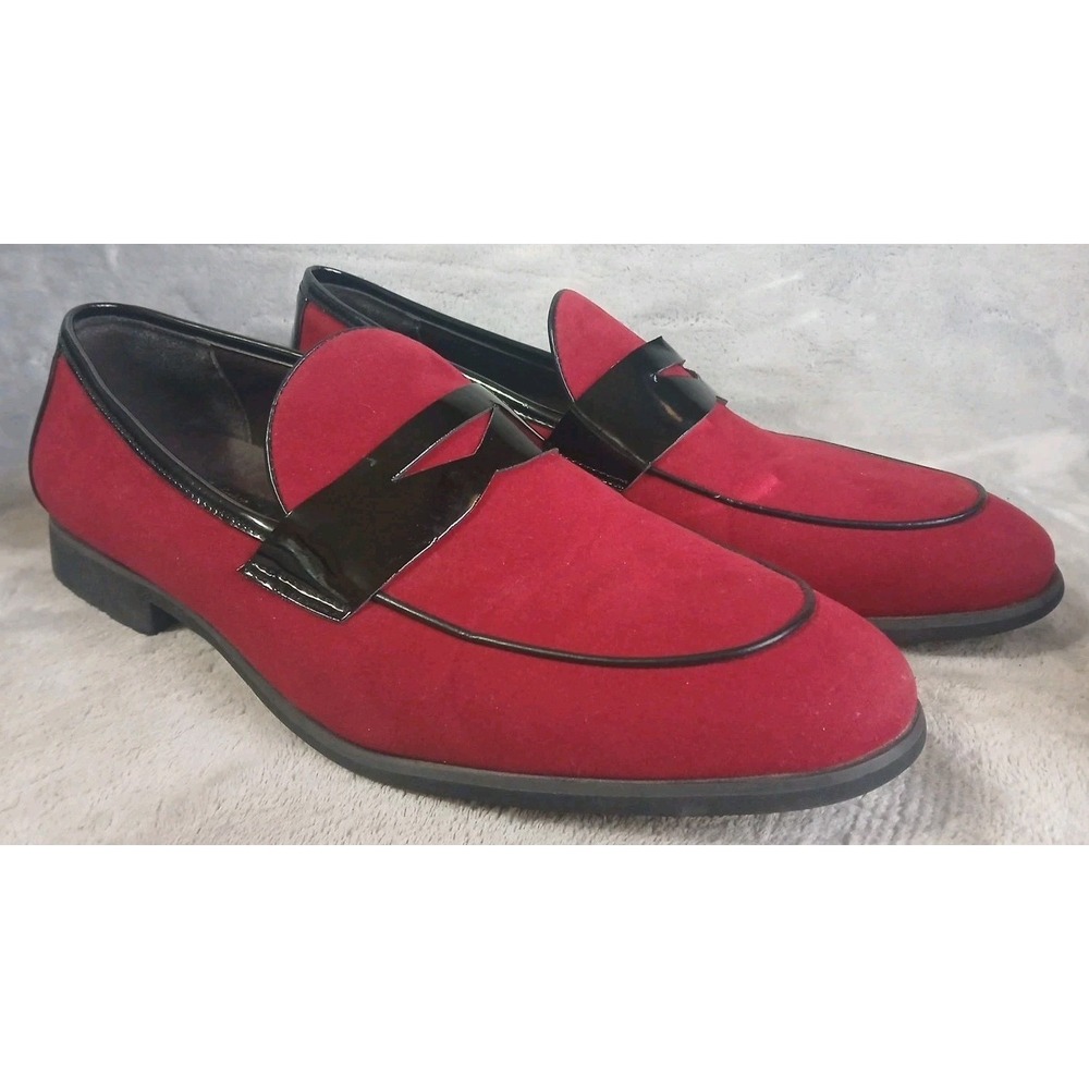Frederico Leone New Yorker Shoes Mens 9.5 Red Suede Slip On Formal Prom READ‎
